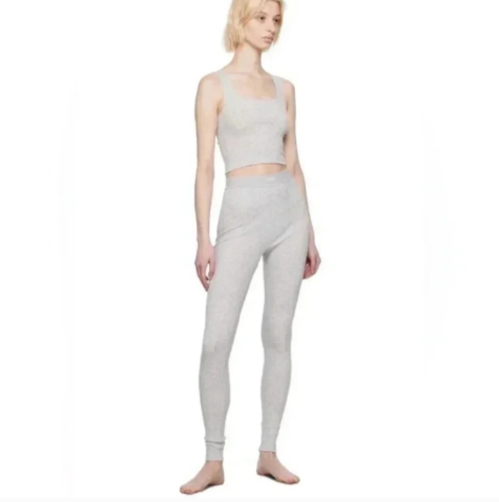Skims Cotton Ribbed Legging In Heather Gray Nwots Size Xs